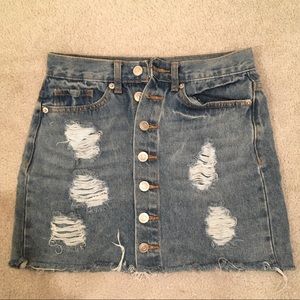 XS button up denim skirt